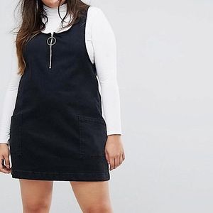 Simply Be Pinafore with Ring Zipper Black 20 22